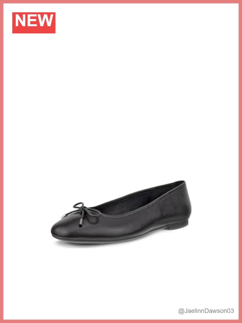 ECCO Margot Bow Ballerina Flat Leather Square Toe Slip On Casual